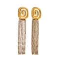 Pendientes dorados de borla con pedrería blanca en acero inoxidable chapado en oro de 18K - Estilo de Borla con Pedrería Completa / Dorado