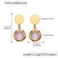 Pink glass stone gold earrings for women with detailed size measurements and weight info - Earrings Only / Gold-Pink