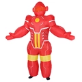 Inflatable iron hero costume for adults in red and yellow robotic armor style - Red Robot / One Size