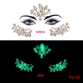 Luminous Halloween face jewels YJ-20 showing day and night glowing effect contrast - YJ-20