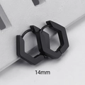 Minimalist 14mm matte black stainless steel hexagonal geometric hoop earrings - Hexagon 14mm Black