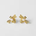 Pendientes de abeja dorada con alas de circonita y perla para mujer elegantes - Estilo A
