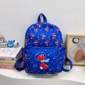 Blue kids backpack with dinosaur space prints and red zippers for toddlers - Style 1 (Blue Space Dinosaur)