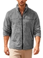 Giacca casual da uomo in pile grigio con colletto dritto, zip e consistenza morbida - S / grigio scuro