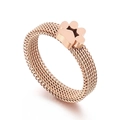 Roségoldener Mesh-Ring mit minimalistischem Katzenpfoten-Motiv für Damen - US 7 / Roségold