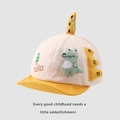 Cute beige baby baseball cap with yellow brim and cartoon green dinosaur applique - 45-48cm / Yellow Antenna Dinosaur