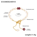 Elegante armband van zoetwaterparels en paarse natuursteen met gouden OT-sluiting - Druivenpaars