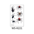 3D realistic spider tattoo stickers with red accents and webs for Halloween, style WS-K221 - Stereoscopic Black and Red Spiders (WS-K221)