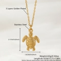 Gold plated stainless steel sea turtle pendant necklace with detailed shell texture - Gold Sea Turtle (NAC03-10)