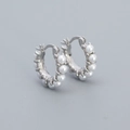 Elegant 925 silver hoop earrings featuring white round pearls with S925 hallmark - 925 Silver / White Gold