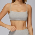 Heather gray minimalist sports bra and high-waisted leggings set for yoga and fitness - L / White Brown