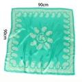 Green paisley silk satin square scarf with letter K pattern and glossy finish 90x90cm - 90*90cm / Mint Green