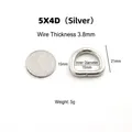 Silberner 15mm D-Ring Metallbeschlag 3,8mm dick für Taschen mit 5g Gewichtsangabe - 5x4D (Innen 15mm) / Silber