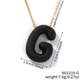 Bubble style letter G pendant necklace in black matte finish with gold chain for women - Letter G (N01210-G)