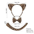 Set costume leopardato 3 pezzi con cerchietto orecchie, papillon e coda per travestimento - Set da 3 pezzi orecchie di gatto maculate