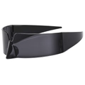 Futuristische zwarte oversized eendelige schildzonnebril met strak minimalistisch frame - Donkergrijs