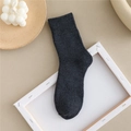 Thick dark grey crew socks in soft cotton knit with ribbed cuffs for winter warmth - Size 35-41 / Dark Gray