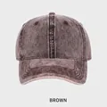 Casquette de baseball en jean délavé vintage marron foncé avec design à six panneaux - Réglable (54-58cm) / Marron