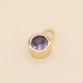 5mm round purple zircon charm pendant with 14k gold plating and small connector loop - Dark Purple