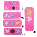 Pink silicone snowflake molds in five styles for fondant cake and chocolate DIY baking - Full Set of 5 / Pink