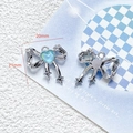 Silver bow heart pendant 20mm charm with blue center for DIY jewelry making - 24# Bowknot Blue Stone Charm