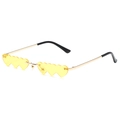 Trendy rimless sunglasses with yellow heart-shaped lenses and golden metal frame - Gold Frame Yellow Lenses
