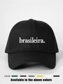 Detail of embroidered brasileira text on black cotton baseball cap with multi-color options - Adjustable / Black