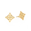 Goldene hohle Edelstahl-Hexenknoten-Ohrstecker mit poliertem geometrischem Keltendesign - Gold