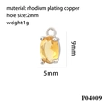 Detail of 18K gold-plated oval pendant with micro-set zircon and 2mm hanging hole - Silver/Yellow Zirconia