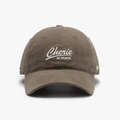 Casquette baseball marron en coton délavé avec broderie blanche Cherie BE WORTH - Réglable / Khaki Foncé