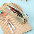 Yellow mesh toiletry bag in 20x6x5cm size with portable handle and zipper closure - Model 042 Medium Beige