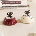 Mechanical kitchen timer set in red and cream colors featuring 60-minute magnetic dial - 2 Pcs/Set / Cream + Red