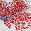 Macro shot of 6mm red cracked glass beads for DIY jewelry making on white fabric - 8mm / Red