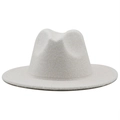 Detailed close-up showing the smooth texture and structured crown of the beige fedora hat - M(56-58CM) Adjustable / Creamy White