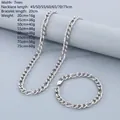 Tabella taglie dettagliata per set collana e bracciale a maglia cubana da 7mm in acciaio - Catena con Motivo 3:1 (Colore Acciaio) / Collana 50cm+Bracciale 20cm