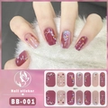 Self-adhesive 5D embossed pink glitter nail stickers BB-001 with 14 tips per sheet - Style BB001