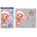 Gingerbread man window sticker sizing chart with pink Christmas theme BQ614 20x30cm - BQ614