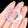 30mm hollow plum blossom pendant in translucent iridescent lilac for DIY jewelry making - Opal (Synthetic)