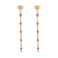 Bohemian style long tassel earrings with golden chains and vibrant red beads - Gold Red Bead Style (KE109147-Z)