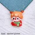 Cute resin Christmas girl charm with reindeer antlers and red scarf, size 30x25mm - Reindeer Girl / Christmas Rabbit-Reindeer Girl