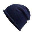 Gorro de punto azul marino de mezcla de pelo de conejo con diseño holgado y borde - Talla única(54-59cm) / Azul marino