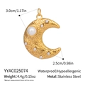 18K gold plated stainless steel crescent moon pendant with white pearls, hypoallergenic - Pearl Crescent (YYAC025074)