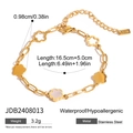 Pulsera de cadena de acero inoxidable oro 18K con flores blancas y longitud de 16,5 cm - Pulsera de Flores / Flor Dorada
