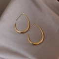 Minimalist gold teardrop open hoop earrings on champagne satin background - 22# Ear Hook - Waterdrop Open Ring Brushed Style