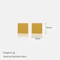 Minimalist square geometric gold stud earrings made of matte stainless steel 4mm - Square