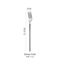 Retro silver 304 stainless steel dinner fork with slim handle length 21.5cm weight 36g - Dinner Fork