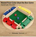 Round 4-player shut the box wooden board game with green felt and multi-color tiles - Round 4-Color Shut The Box (White Box)