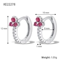 Variante orecchino a cerchio S925 in argento con pietre rosa e zirconi 1,05g - Argento Rosso