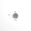 Vintage stainless steel round white enamel charm with blue flower and pink face, size 15x15mm - Smile Flower