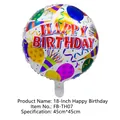 18-inch white round aluminum foil birthday balloon with colorful confetti and hat prints - Happy Birthday